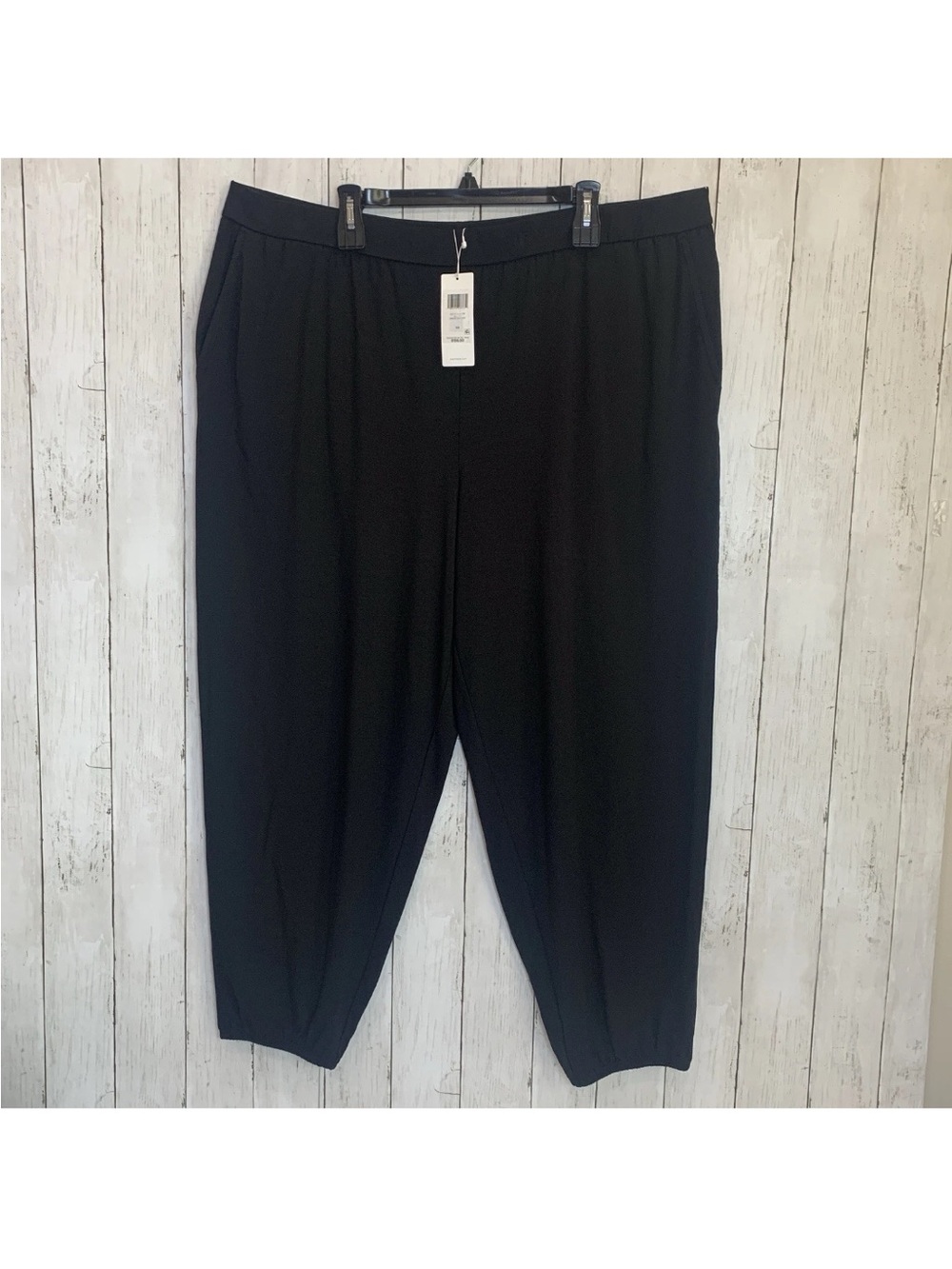 Eileen Fisher Ankle Jogger Black Pants Pockets Waistband 3X  Tencel  MSRP $158